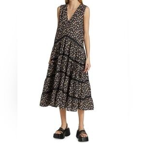 Chic Black Floral Midi Dress